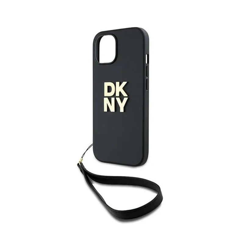 DKNY riešo dirželis su logotipu - dėklas iPhone 15 / 14 / 13 (juodas)