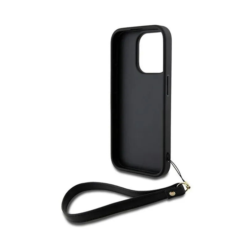 DKNY Riešo dirželis su „Stock Logo“ – dėklas „iPhone 15 Pro“ (juodas)