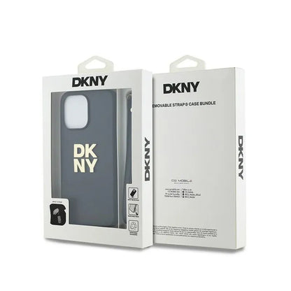 DKNY Riešo dirželis su „Stock Logo“ – dėklas „iPhone 15 Pro“ (juodas)