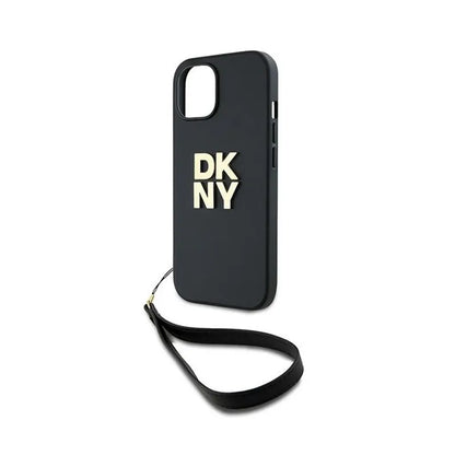 DKNY riešo dirželis su „Stock Logo“ – dėklas, skirtas „iPhone 14“ / „15“ / „13“ (juodas)