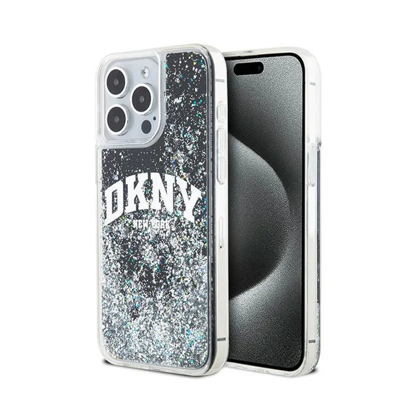 DKNY skystas blizgučių didelis logotipas – dėklas, skirtas „iPhone 14 Pro Max“ (juodas)