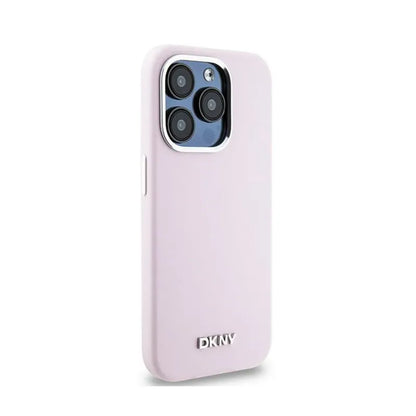 DKNY skystas silikonas mažas metalo logotipas MagSafe – dėklas, skirtas „iPhone 15 Pro“ (rožinis)