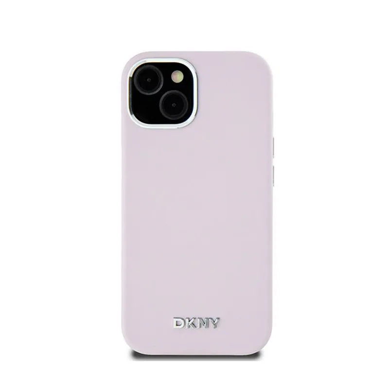 DKNY skysto silikono mažo metalo logotipo MagSafe – dėklas, skirtas „iPhone 15“ / 14 / 13 (rožinis)
