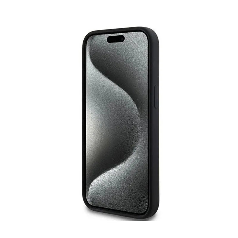 DKNY Skysto silikono su baltu atspausdintu logotipu MagSafe - Dėklas skirtas iPhone 15 / 14 / 13 (juodas)