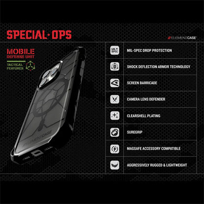 Element Case Special Ops X5 – dėklas, skirtas iPhone 14 Plus (Mil-Spec apsauga nuo kritimo) (dūminis/juodas)