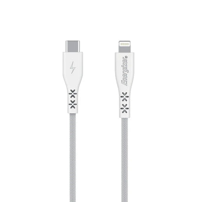 Energizer HardCase - USB-C į Lightning jungties kabelis MFi sertifikuotas 1.2m (Baltas)