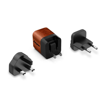 Energizer Ultimate – Daugiašakotis EU / UK / US GaN 20W PD tinklo įkroviklis (Graikinis riešutas)