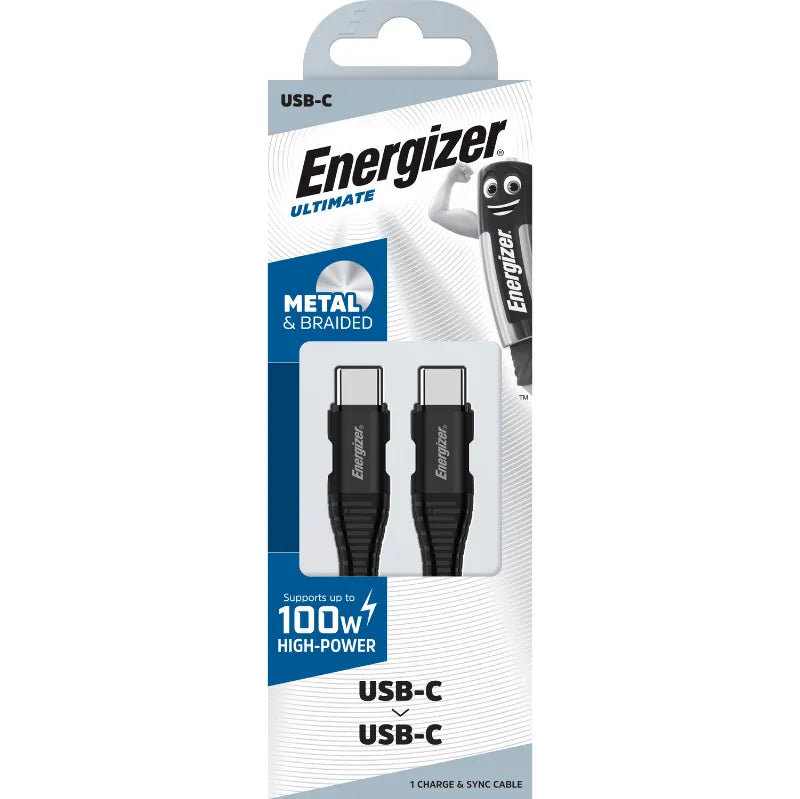 Energizer Ultimate - USB-C į USB-C 100W jungiamasis laidas 2m (juodas)