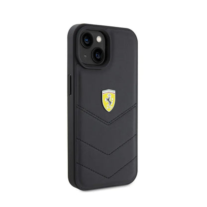 Ferrari Dygsniuotas metalinis logotipas – dėklas, skirtas „iPhone 15 Car“ (juoda)
