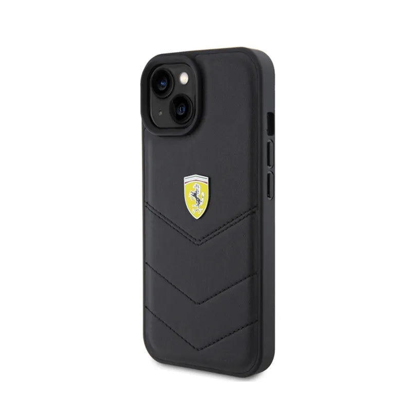 Ferrari Dygsniuotas metalinis logotipas – dėklas, skirtas „iPhone 15 Car“ (juoda)