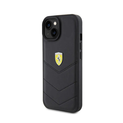 Ferrari Dygsniuotas metalinis logotipas – dėklas, skirtas „iPhone 15 Car“ (juoda)