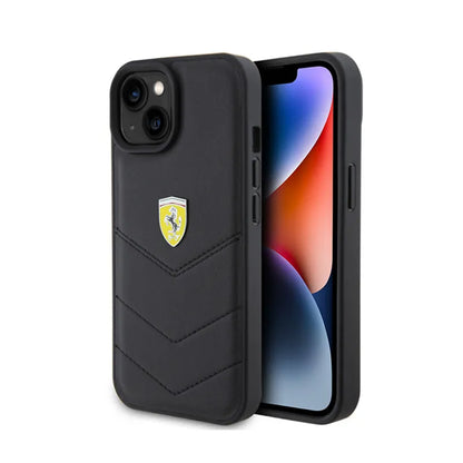 Ferrari Dygsniuotas metalinis logotipas – dėklas, skirtas „iPhone 15 Car“ (juoda)
