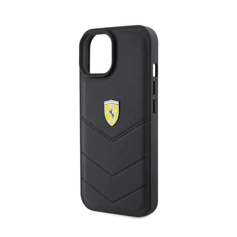 Ferrari Dygsniuotas metalinis logotipas – dėklas, skirtas „iPhone 15 Car“ (juoda)