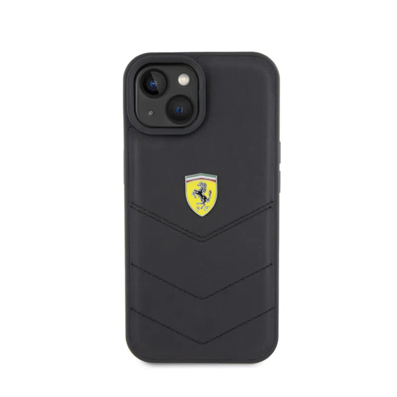 Ferrari Dygsniuotas metalinis logotipas – dėklas, skirtas „iPhone 15 Car“ (juoda)