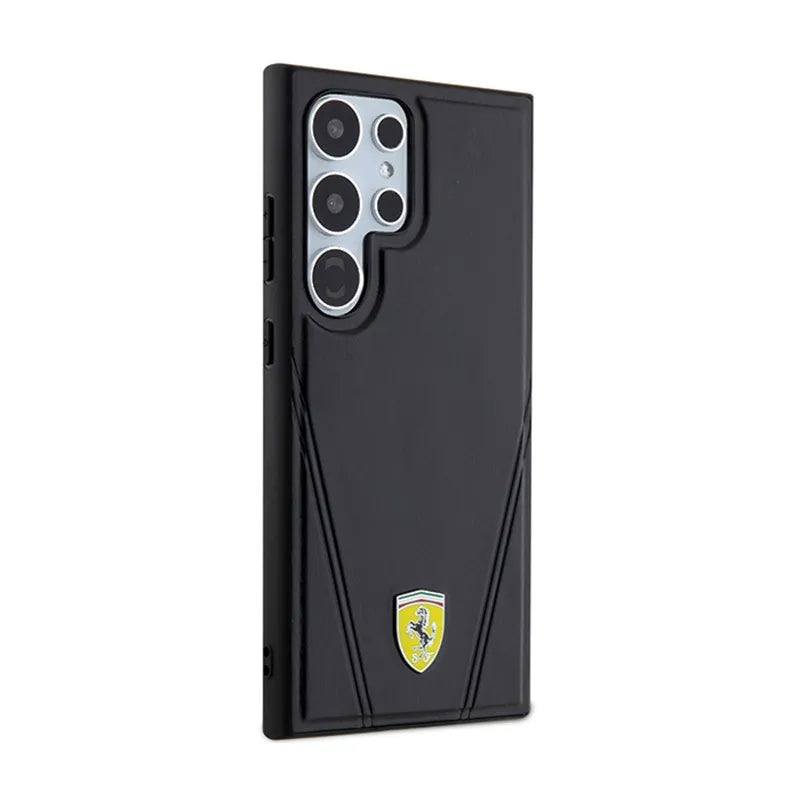 Ferrari Hot Stamp V Lines MagSafe – Samsung Galaxy S24 Ultra dėklas (juodas)
