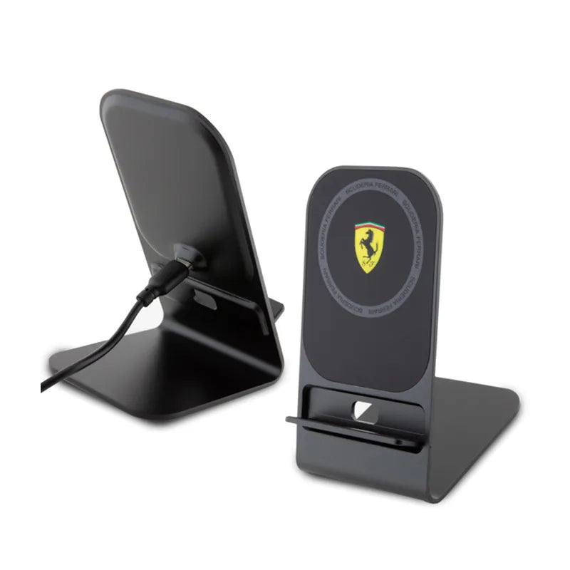 Ferrari MagSafe stalo įkroviklis su stovu – MagSafe 15W indukcinis stalo įkroviklis (juodas)