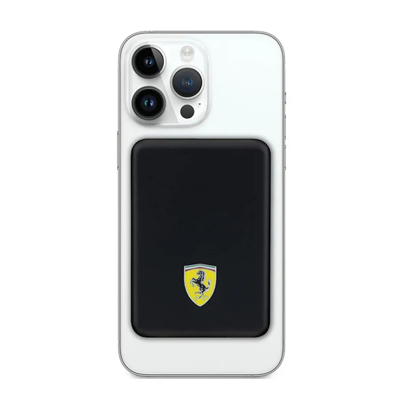 Ferrari Metalinis Logotipas „MagSafe“ – indukcinis maitinimo blokas 5000 mAh 15 W „MagSafe“ (juodas)