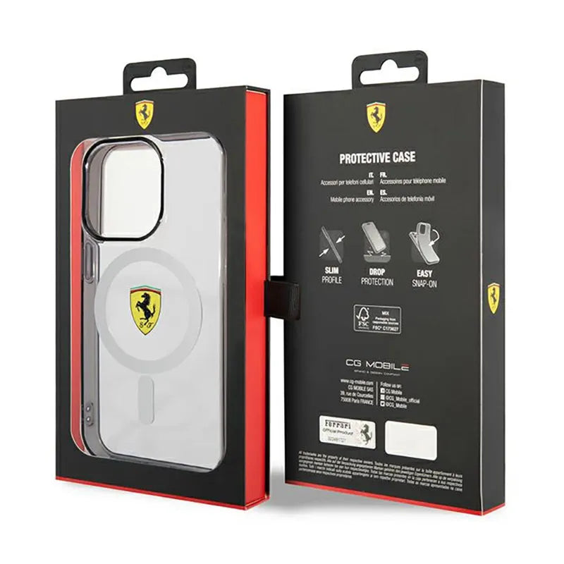 Ferrari Outline Magsafe – dėklas, skirtas „iPhone 14 Pro Max“ (skaidrus)