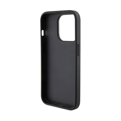 Ferrari Perforated Waves Metal Logo – iPhone 15 Pro dėklas (juodas)