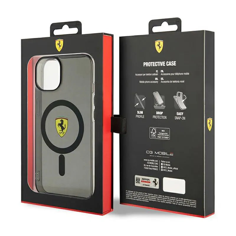 Ferrari permatomas MagSafe – dėklas „iPhone 14 Plus“ (juodas)