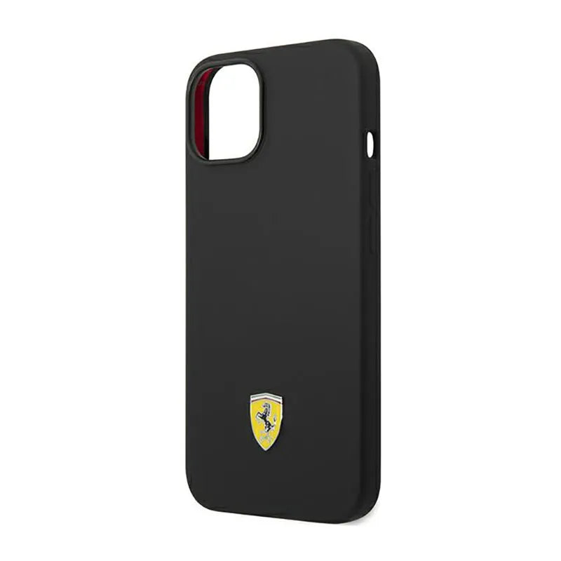 Ferrari Silicone Metal Logo - dėklas iPhone 14 (juodas)