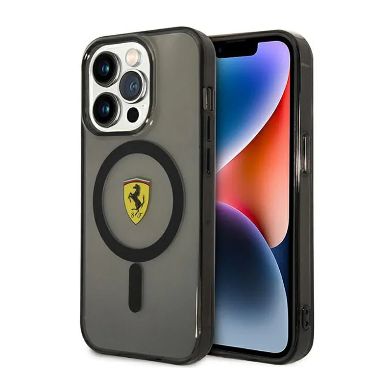 Ferrari Translucent MagSafe – dėklas, skirtas iPhone 14 Pro Max (juodas)
