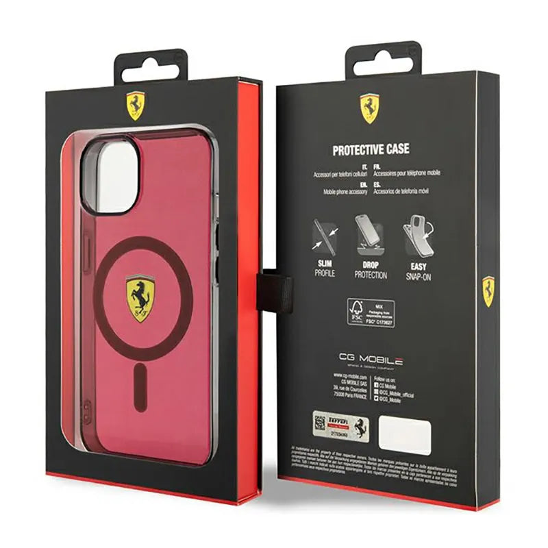 „Ferrari Translucent MagSafe“ – dėklas, skirtas „iPhone 14“ (raudonas)