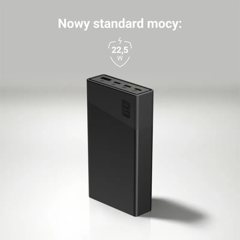 Green Cell PowerPlay20s – išorinė baterija 20000 mAh su USB-A QuickCharge 3.0 ir 2x USB-C Power Delivery 22.5W (juoda)