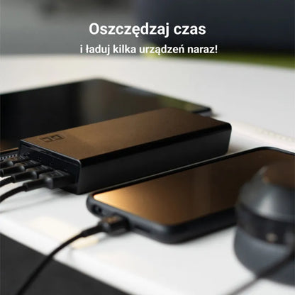 Green Cell PowerPlay20s – išorinė baterija 20000 mAh su USB-A QuickCharge 3.0 ir 2x USB-C Power Delivery 22.5W (juoda)