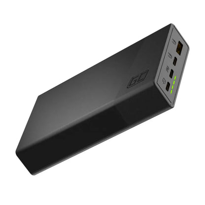 Green Cell PowerPlay20s – išorinė baterija 20000 mAh su USB-A QuickCharge 3.0 ir 2x USB-C Power Delivery 22.5W (juoda)