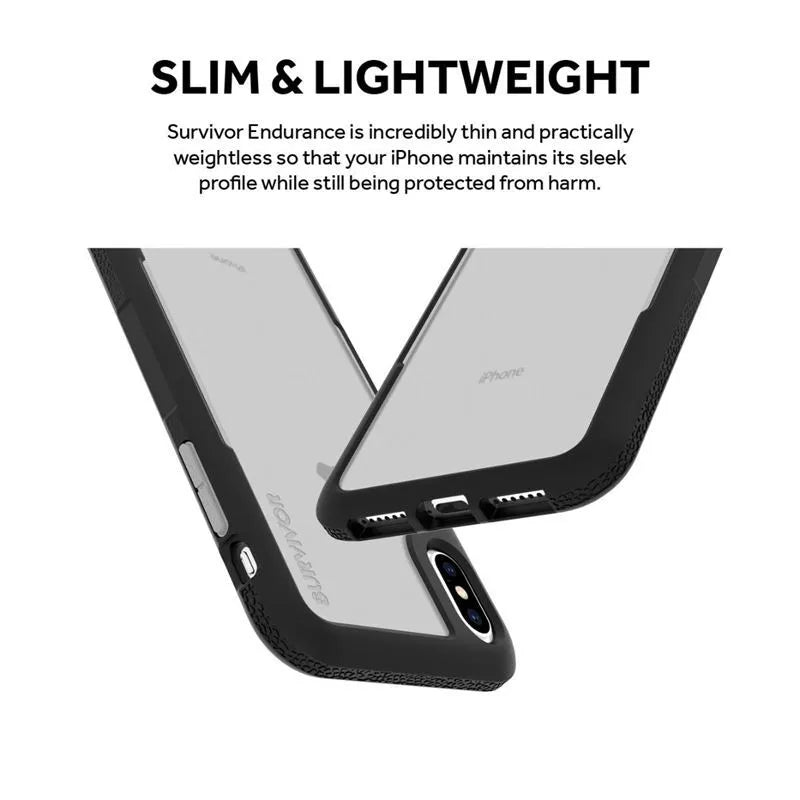 Griffin Survivor Endurance – dėklas, skirtas „iPhone Xs Max“ (skaidrus / pilkas)