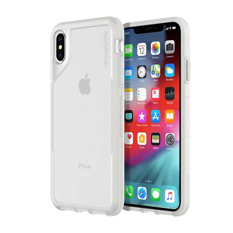 Griffin Survivor Endurance – dėklas, skirtas „iPhone Xs Max“ (skaidrus / pilkas)
