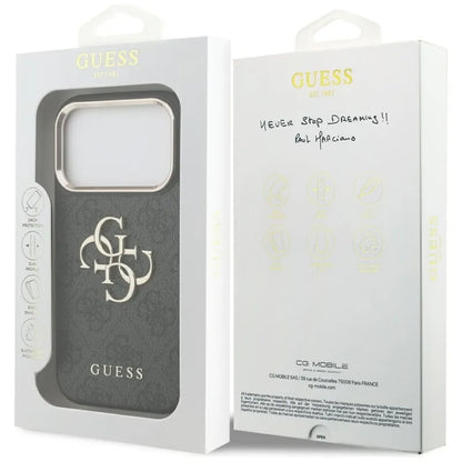 Guess 4G Big 4G Classic Logo - Dėklas iPhone 17 Pro (Juoda / Auksinė)