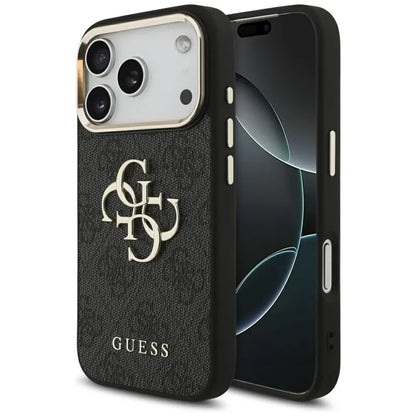 Guess 4G Big 4G Classic Logo - Dėklas iPhone 17 Pro (Juoda / Auksinė)