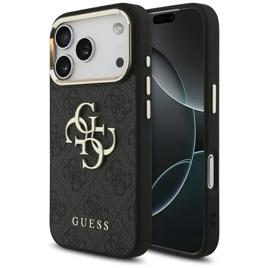 Guess 4G Big 4G Classic Logo - Dėklas iPhone 17 Pro (Juoda / Auksinė)