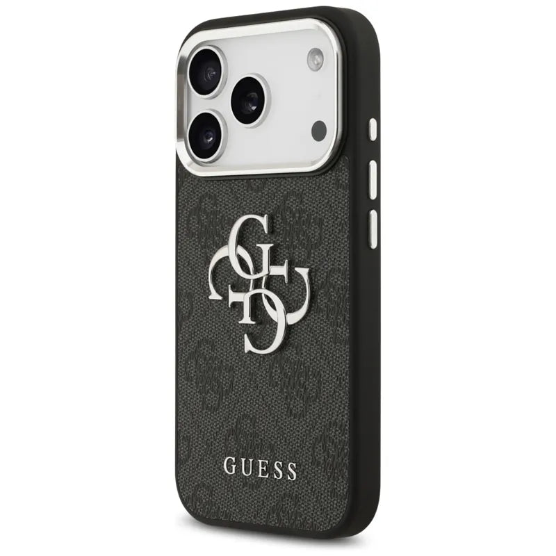Guess 4G Big 4G Classic Logo – Dėklas iPhone 17 Pro (Juoda / Sidabrinė)