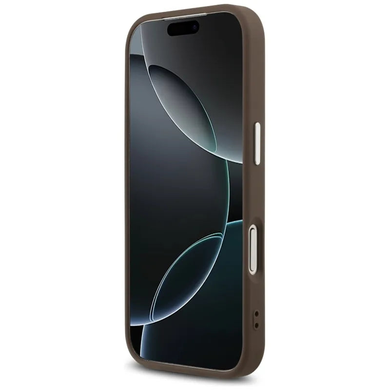 Guess 4G Big 4G Classic Logotipas - dėklas iPhone 17 Pro (ruda / sidabrinė)