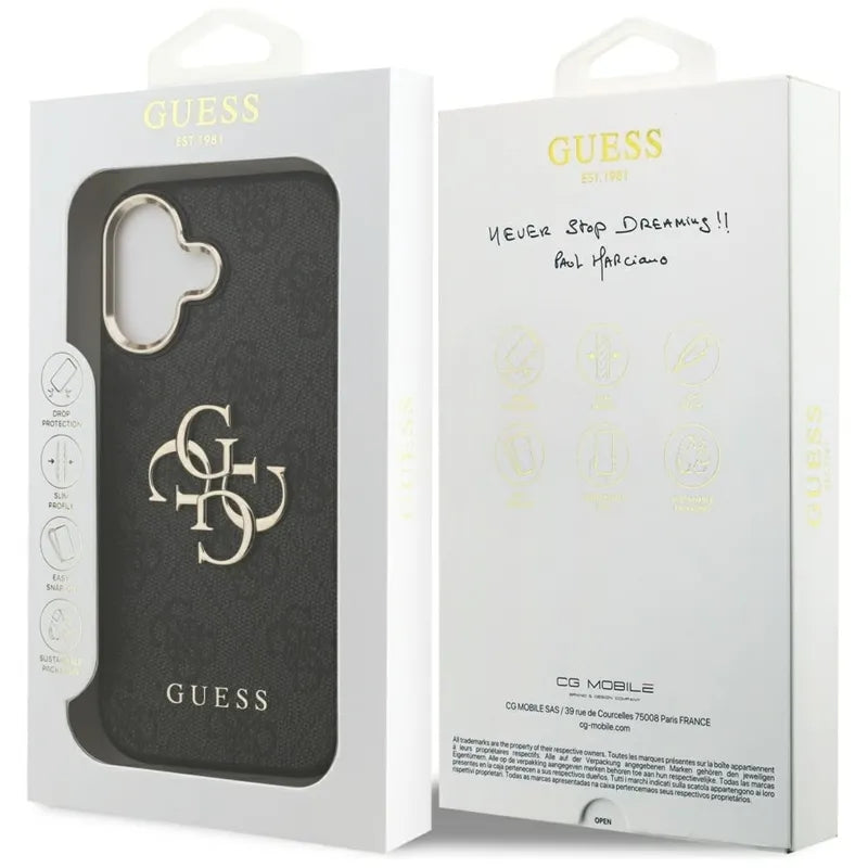 Guess 4G Big 4G Klasikinis Logotipas - Dėklas iPhone 17 (Juoda / Auksinė)