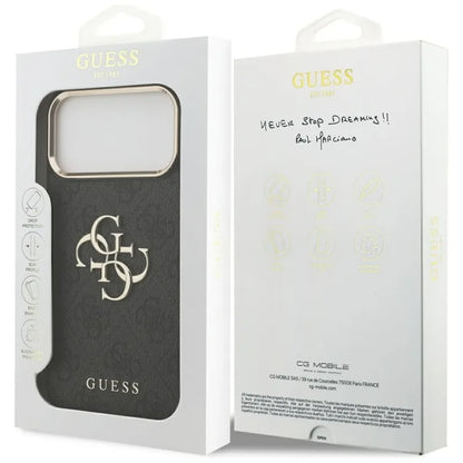 Guess 4G Big 4G Klasikinis logotipas - Dėklas iPhone 17 Pro Max (Juoda / Auksinė)