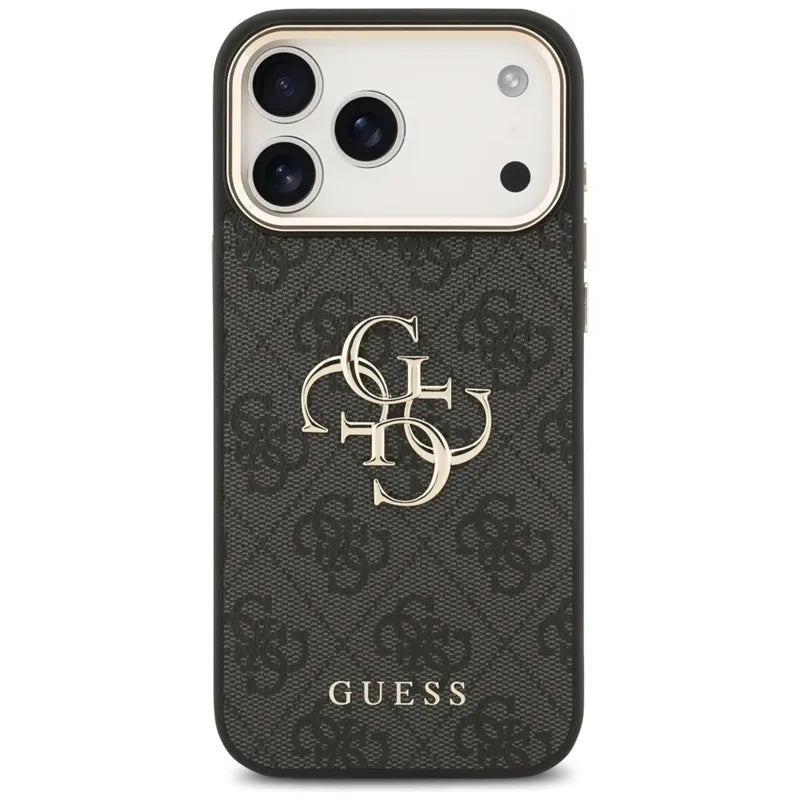 Guess 4G Big 4G Klasikinis logotipas - Dėklas iPhone 17 Pro Max (Juoda / Auksinė)