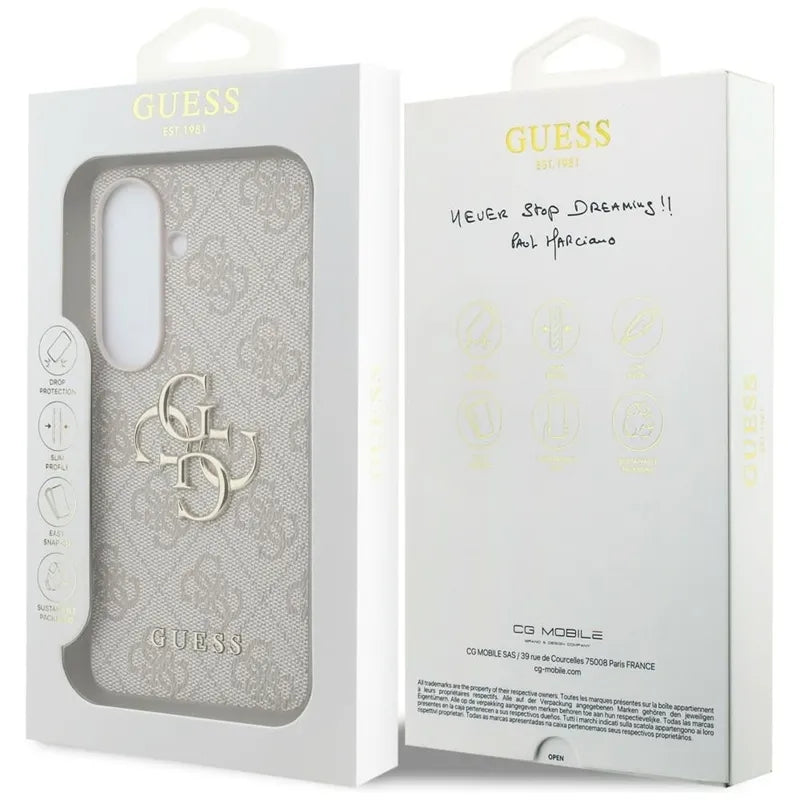 Guess 4G Big Metal Logo dėklas - Samsung Galaxy S26+ (Rožinis)