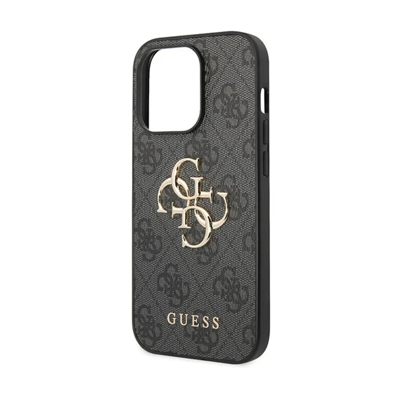 Guess 4G Big Metal Logo dėklas, skirtas iPhone 15 Pro (Pilka)