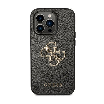 Guess 4G Big Metal Logo dėklas, skirtas iPhone 15 Pro (Pilka)