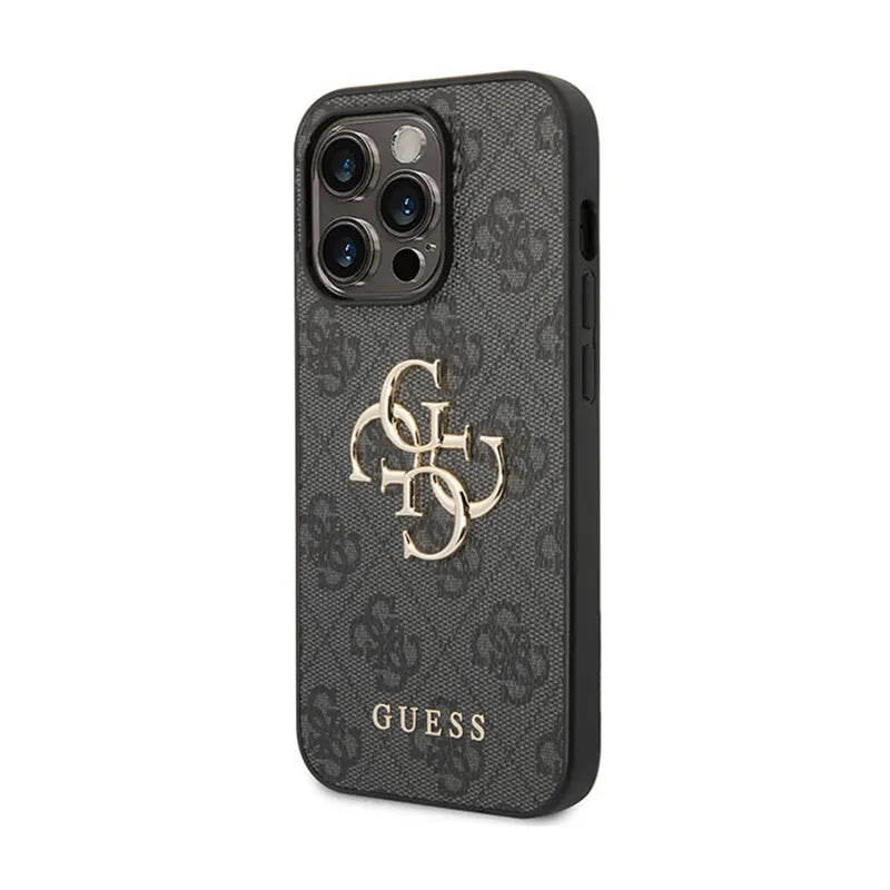 Guess 4G Big Metal Logo dėklas, skirtas iPhone 15 Pro (Pilka)