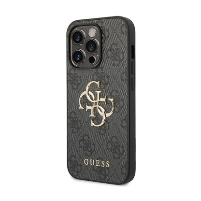 Guess 4G Big Metal Logo dėklas, skirtas iPhone 15 Pro (Pilka)