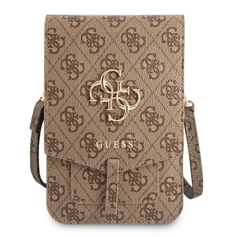 Guess 4G Big Metal Logo Phone Bag – krepšys su išmaniojo telefono skyreliu (rudas)