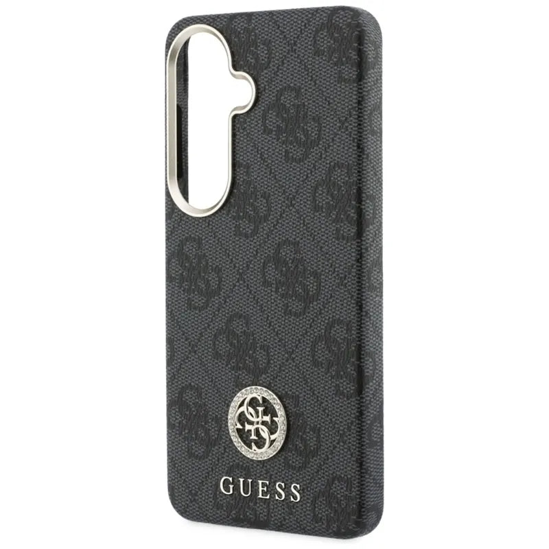 Guess 4G Blizgučių Apvalus Logotipas MagSafe - Samsung Galaxy S26 dėklas (juodas)