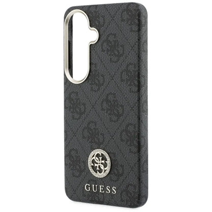 Guess 4G Blizgučių Apvalus Logotipas MagSafe - Samsung Galaxy S26 dėklas (juodas)