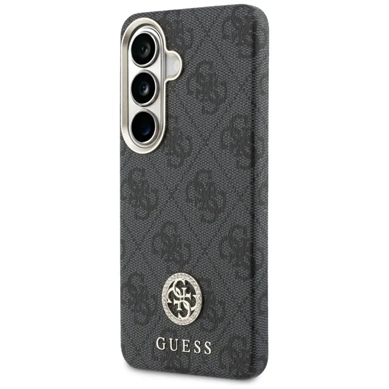 Guess 4G Blizgučių Apvalus Logotipas MagSafe - Samsung Galaxy S26 dėklas (juodas)