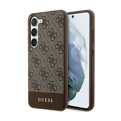 Guess 4G Bottom Stripe Metal Logo Collection - "Samsung Galaxy S24+" dėklas (rudas)
